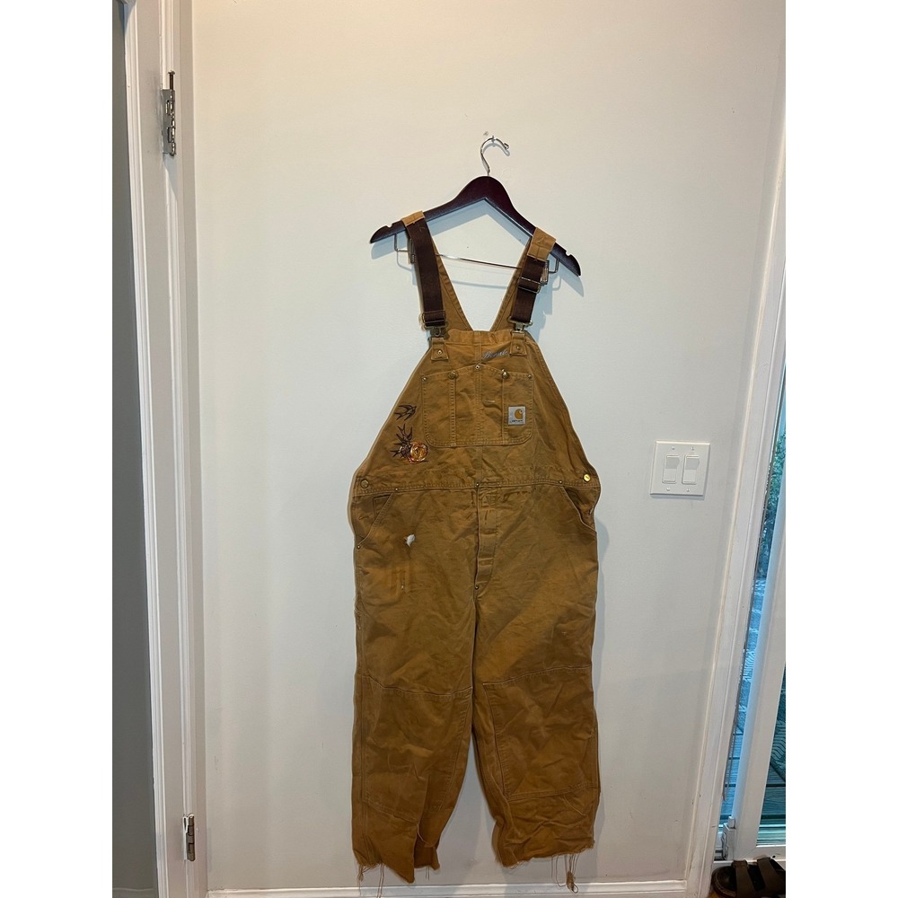 Carhartt Custom Vintage Distressed Duck Canvas Overalls Embroidered Bonnie